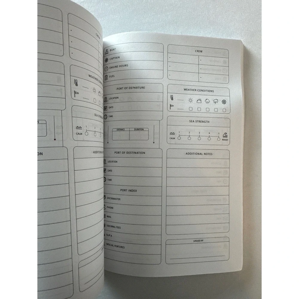 Boat Log Book Captain's Nautical Journal Vessel Trip Maintenance Record Compass